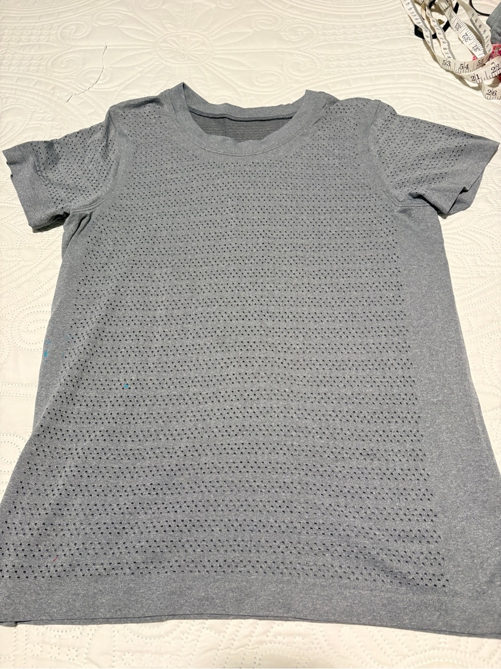 lululemon athletica Light Gray Perforated Short Sleeve Tee